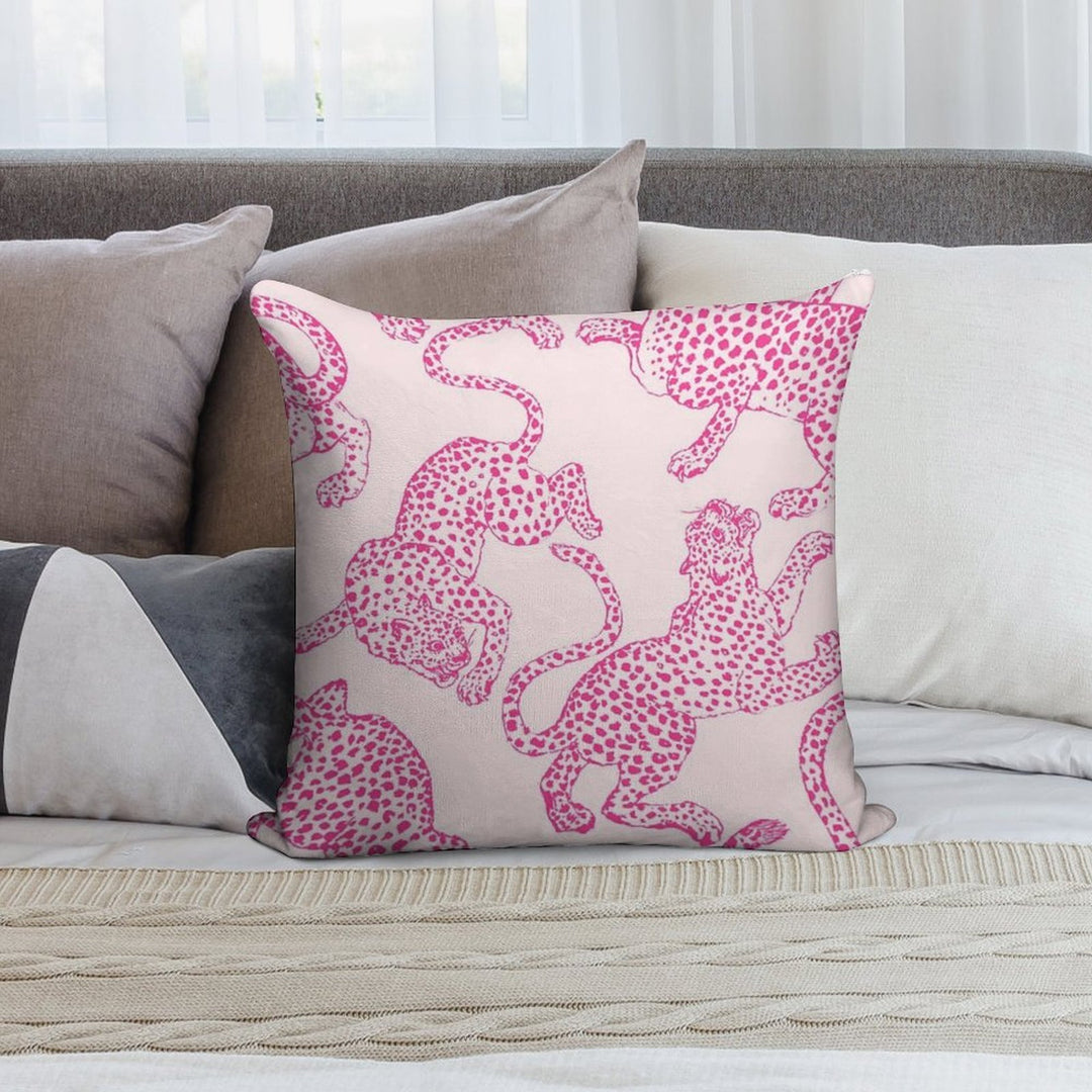 Preppy Pink Cheetah Pattern Soft Luxury Feel Throw Pillow