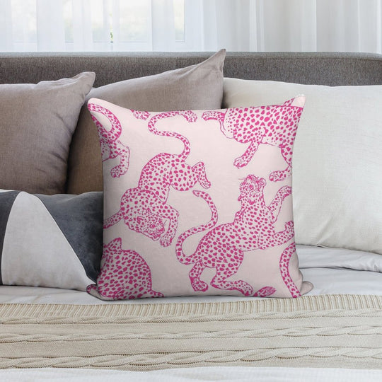 Preppy Pink Cheetah Pattern Soft Luxury Feel Throw Pillow