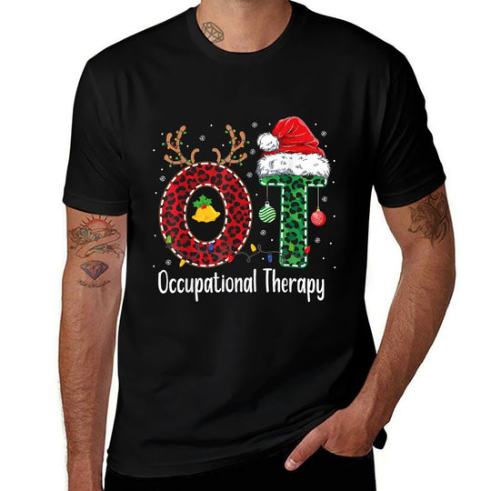 Occupational Therapy Christmas Santa Hat OT Therapist  Oversized Silhouette T-Shirt