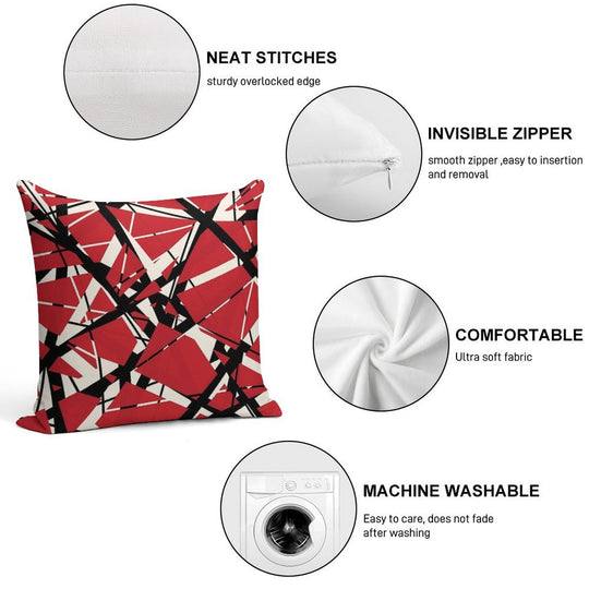 EVH Authentic Stripes Design (red) Soft Fade-Resistant Throw Pillow