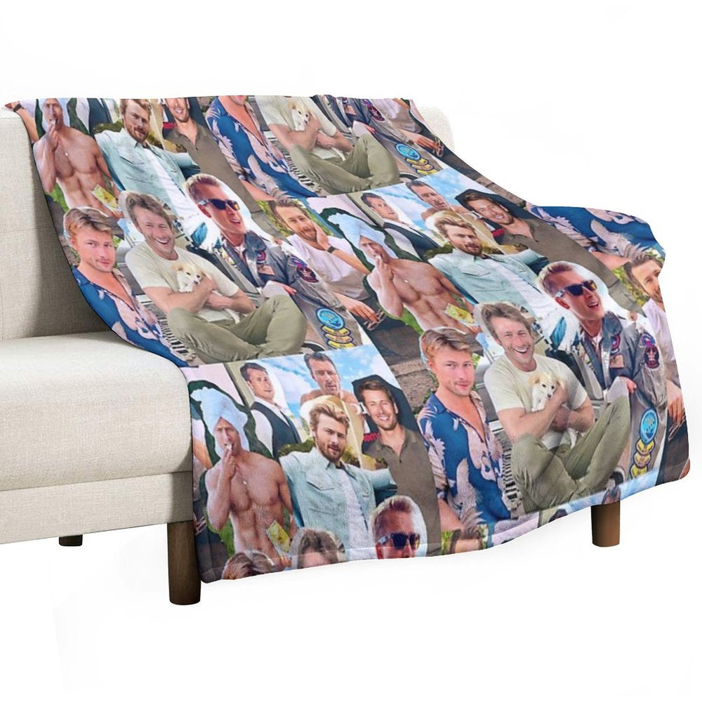 Glen Powell Photo Collage Gift-ready Throw Blanket