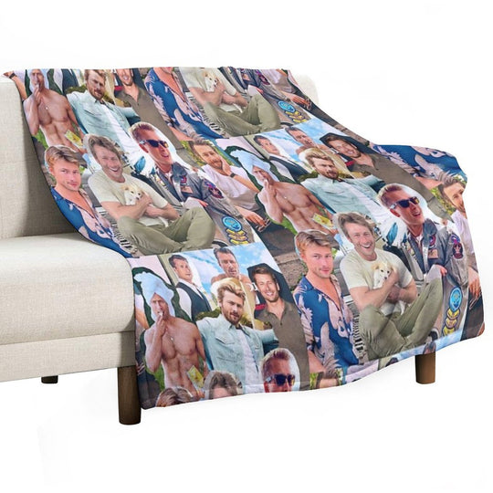 Glen Powell Photo Collage Gift-ready Throw Blanket
