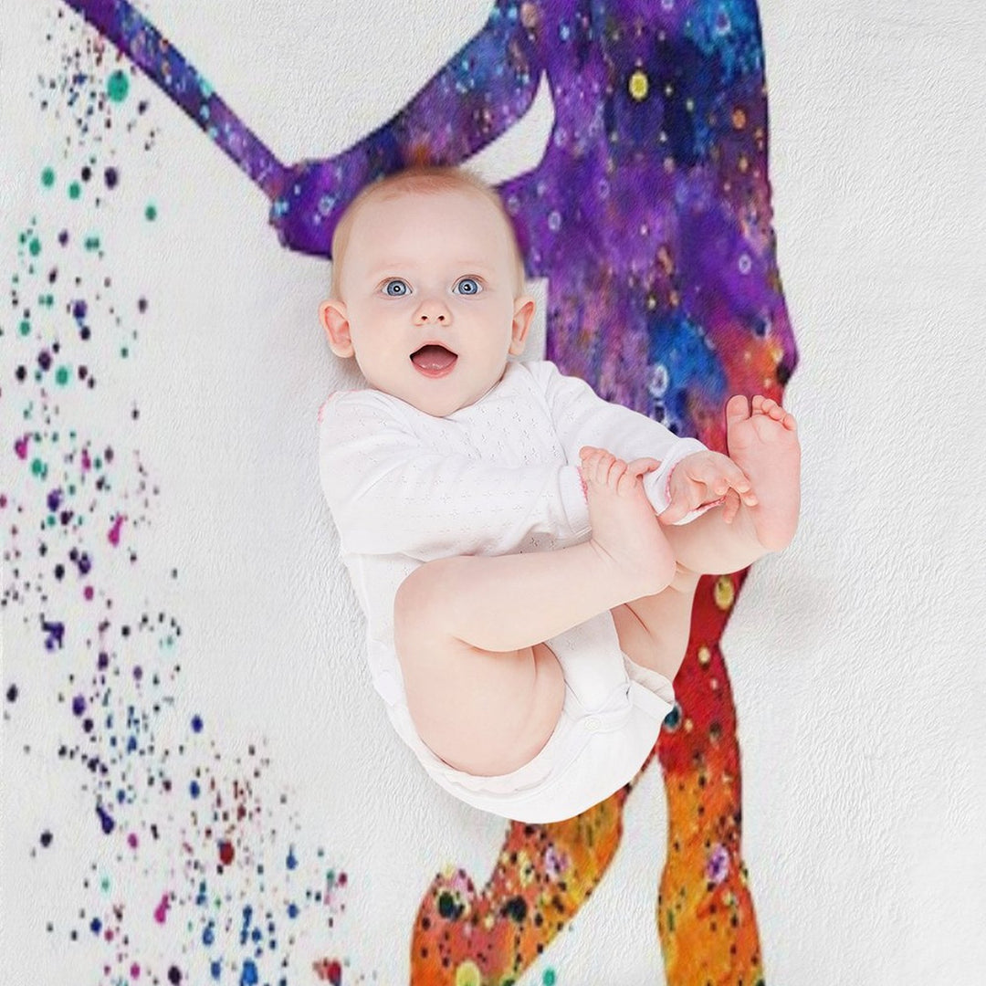 Field Hockey Girl Watercolor Silhouette Comfort Throw Blanket