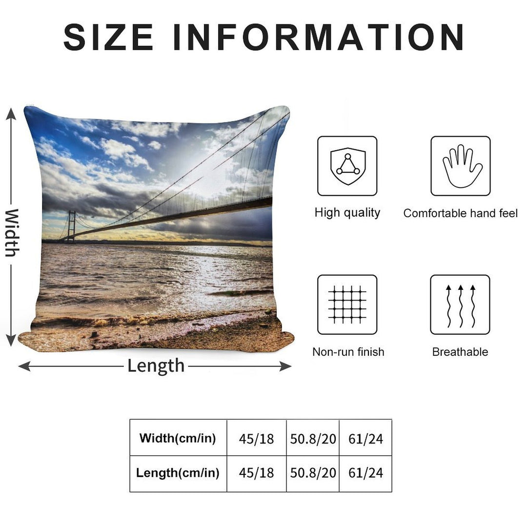 Humber Bridge, Single Span Suspension Bridge Soft Luxury Feel Throw Pillow