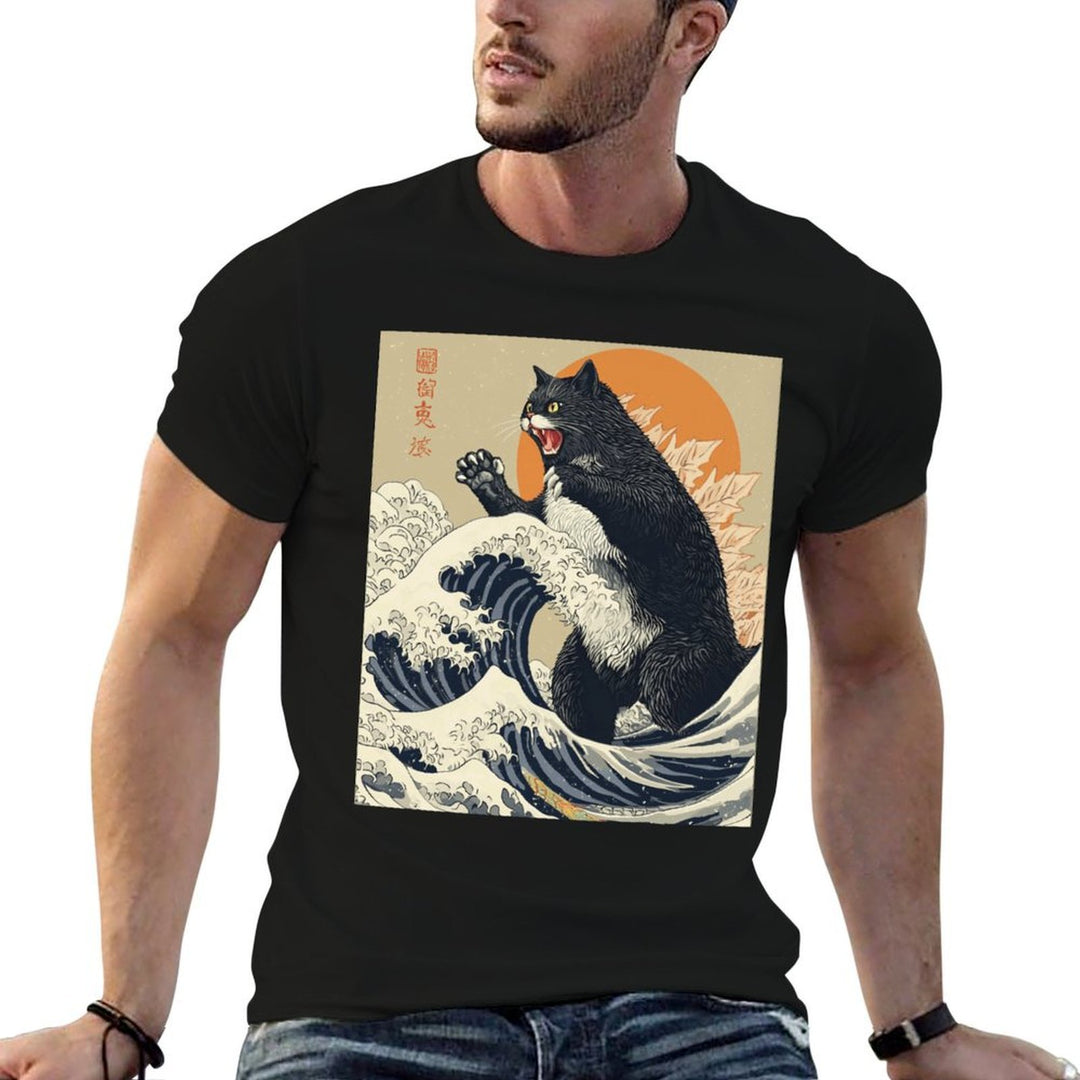 Catzilla Cat Japanese Art Funny Cat For Men Women Kid Comfortable T-Shirt