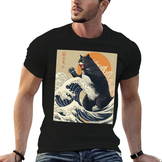 Catzilla Cat Japanese Art Funny Cat For Men Women Kid Comfortable T-Shirt