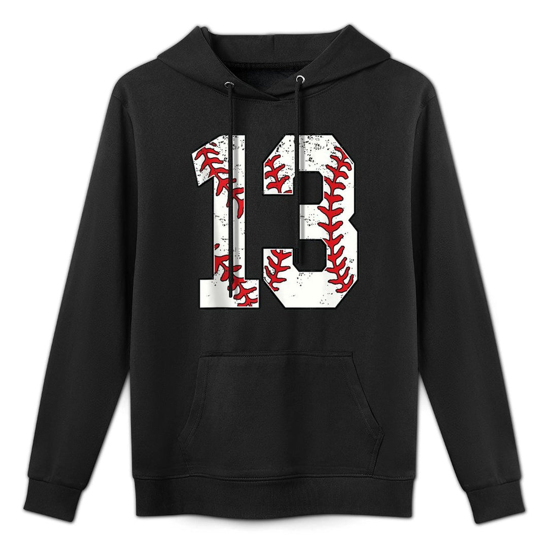 Number #13 Baseball 13 Jersey Number Baseball Lover Cotton-Polyester Blend Hoodie