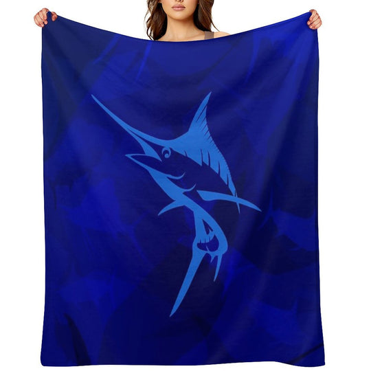 Graphic Blue Marlin Blues Eco-conscious Throw Blanket