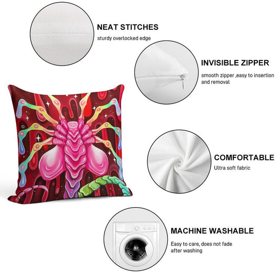 Rainbow Alien Soft Shrink-Resistant Throw Pillow