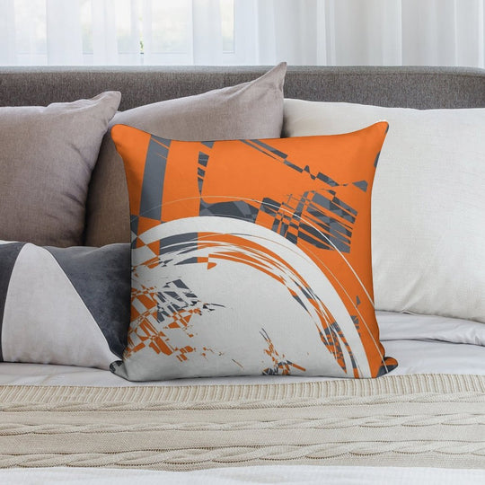 Orange Grey Soft High-Density Material Throw Pillow