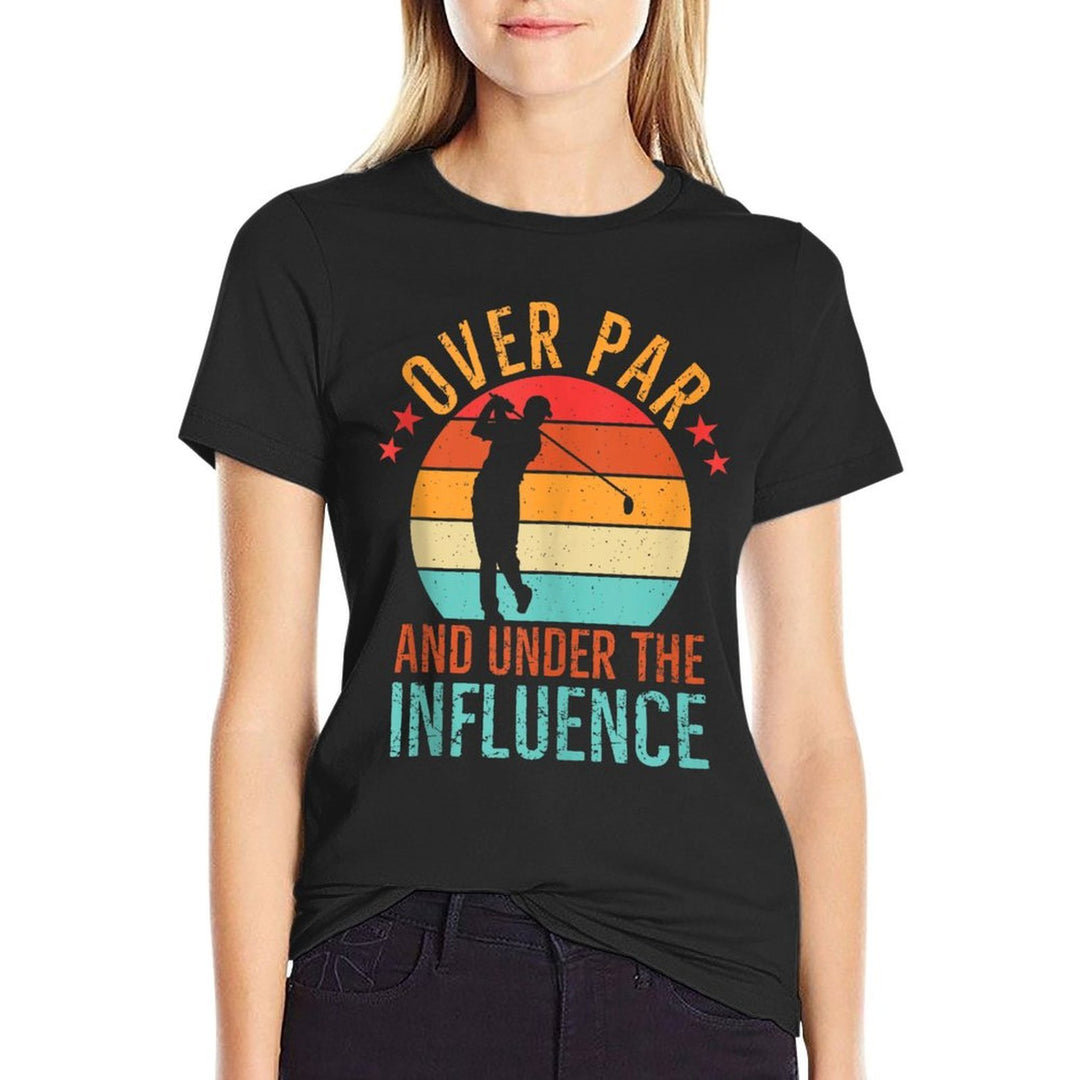 Over Par And Under The Influence Drinking Beer Funny Golfing  Rolled Sleeves T-Shirt