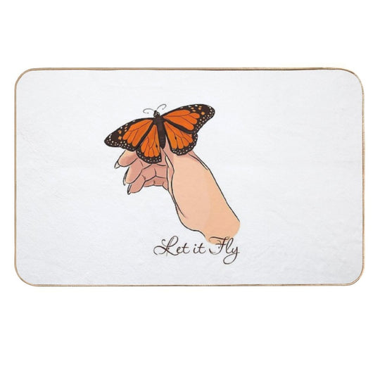 Butterfly on Hand – Minimalist Illustration Durable Bath Mat