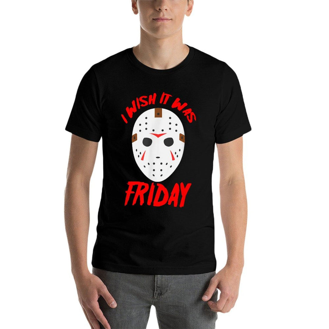 Halloween I Wish It Was Friday - Scary Hockey Mask  Slim-fit Cut T-Shirt