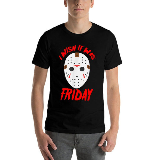 Halloween I Wish It Was Friday - Scary Hockey Mask  Slim-fit Cut T-Shirt