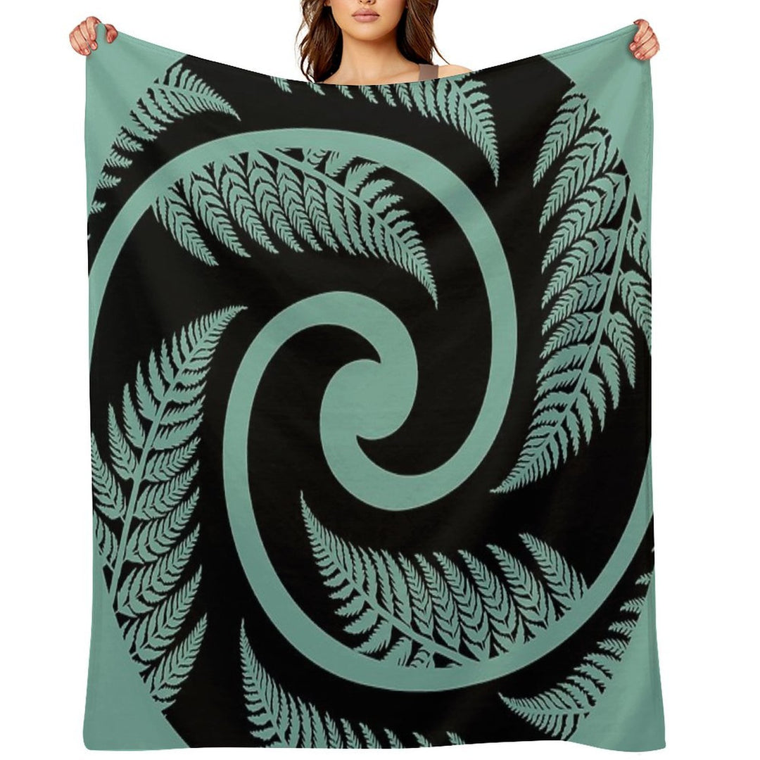 New Zealand Silver Fern in A KORU Gift-ready Throw Blanket