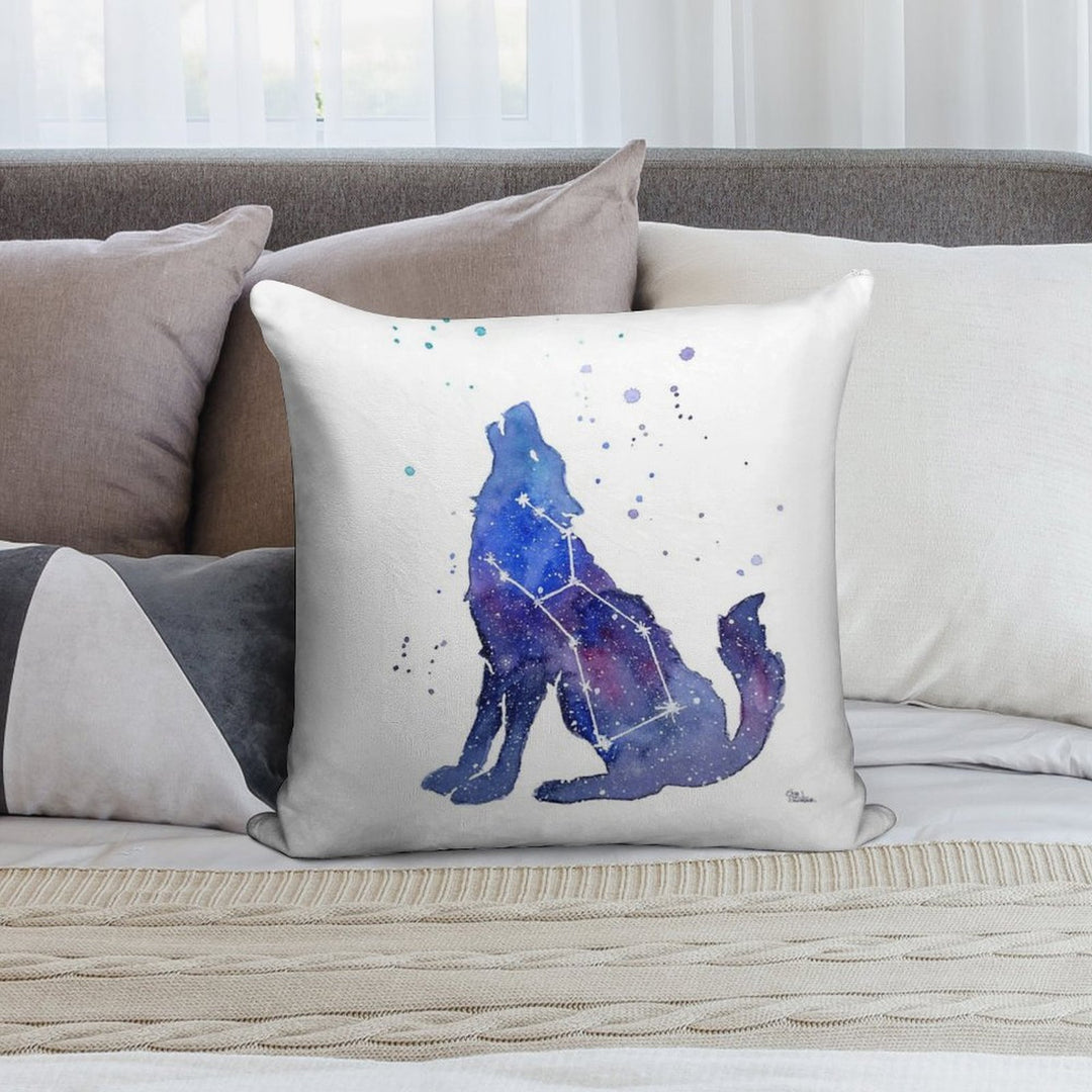 Galaxy Howling Wolf Soft Bedroom Essential Throw Pillow