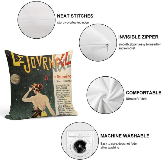 LE JOURNAL Publiera ROME Par Emile Zola by Poster Artist Charles Lucas 1899 Soft Washable Throw Pillow