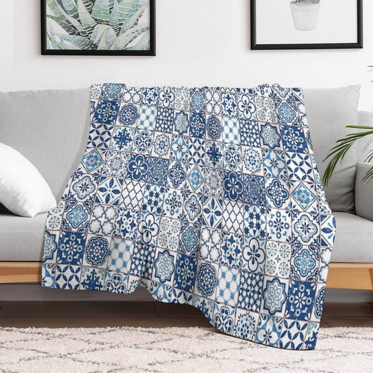 Portuguese Azulejos Durable Throw Blanket