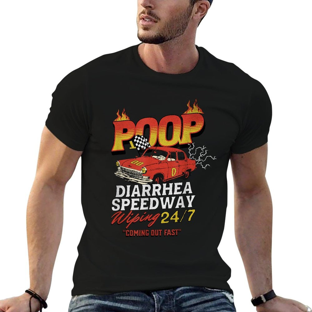 Funny Ironic Sarcastic Sayings Cynical Uniques Poop Diarrhea Speedway Wiping 247 Humor Meme Unisex-Adults Black X-Small Crew Ne  Lightweight T-Shirt