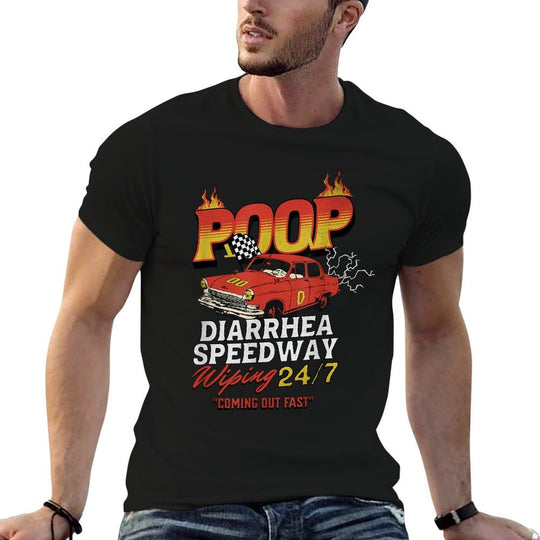 Funny Ironic Sarcastic Sayings Cynical Uniques Poop Diarrhea Speedway Wiping 247 Humor Meme Unisex-Adults Black X-Small Crew Ne  Lightweight T-Shirt