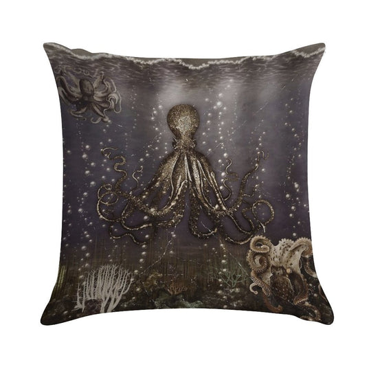 Octopus' Lair - Old Photo Soft Decorative Cover Throw Pillow