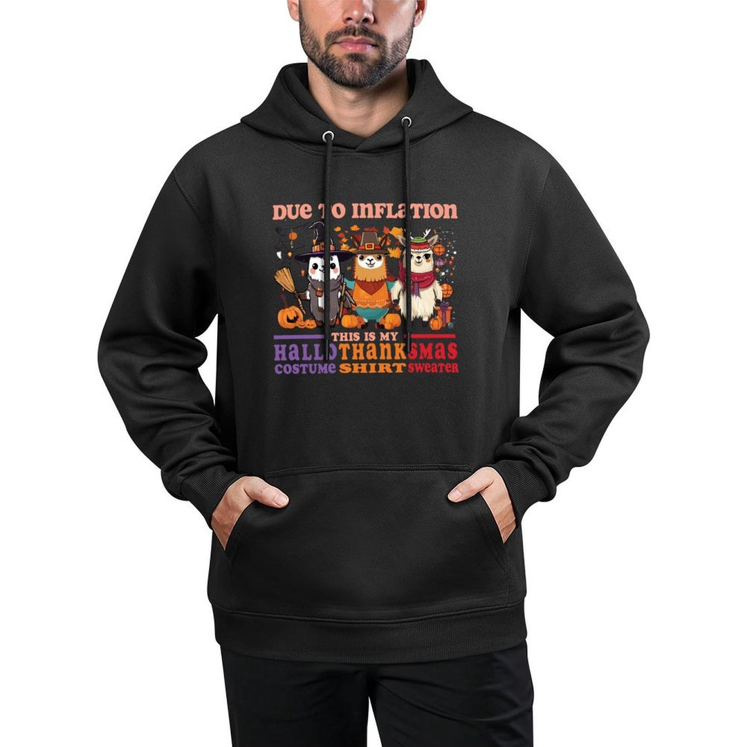 Due To Inflation Halloween Thanksgiving Ugly Christmas Llama Sweatshirt Machine Washable Hoodie