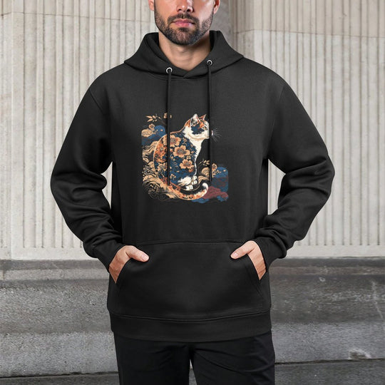 Surrealism Japanese Painting Calico Cat Colorfast Hoodie