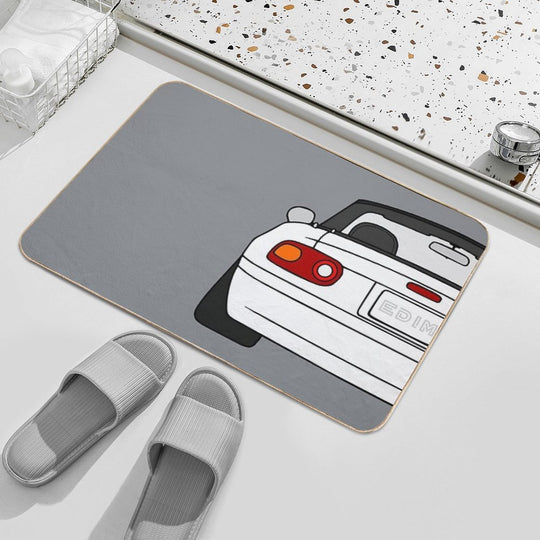Mazda Miata MX-5 Rearview White Color  Repositionable Bath Mat