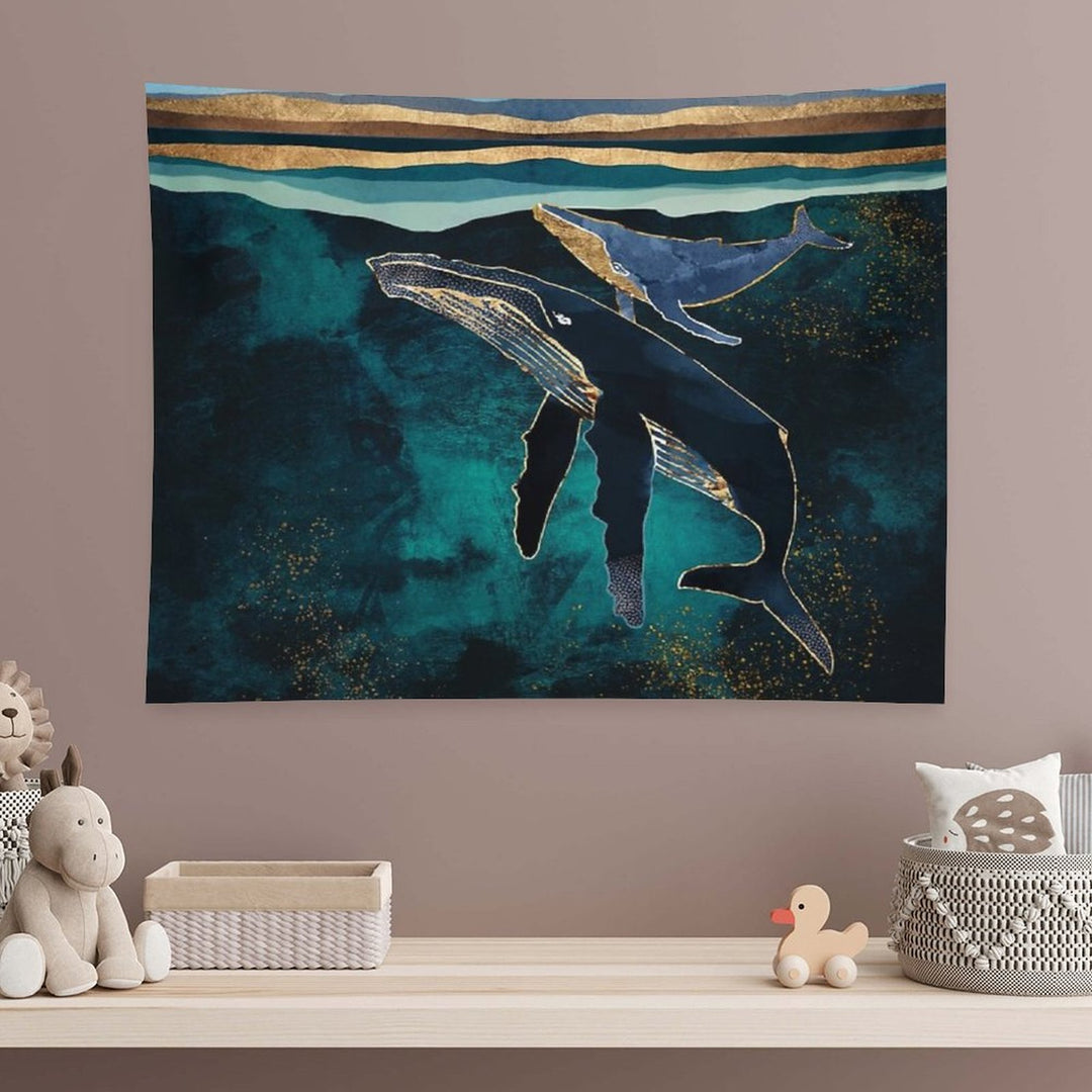 Moonlit Whales Tapestry