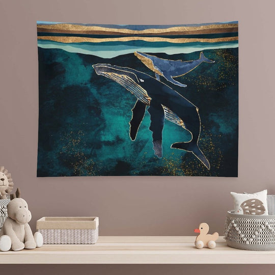 Moonlit Whales Tapestry