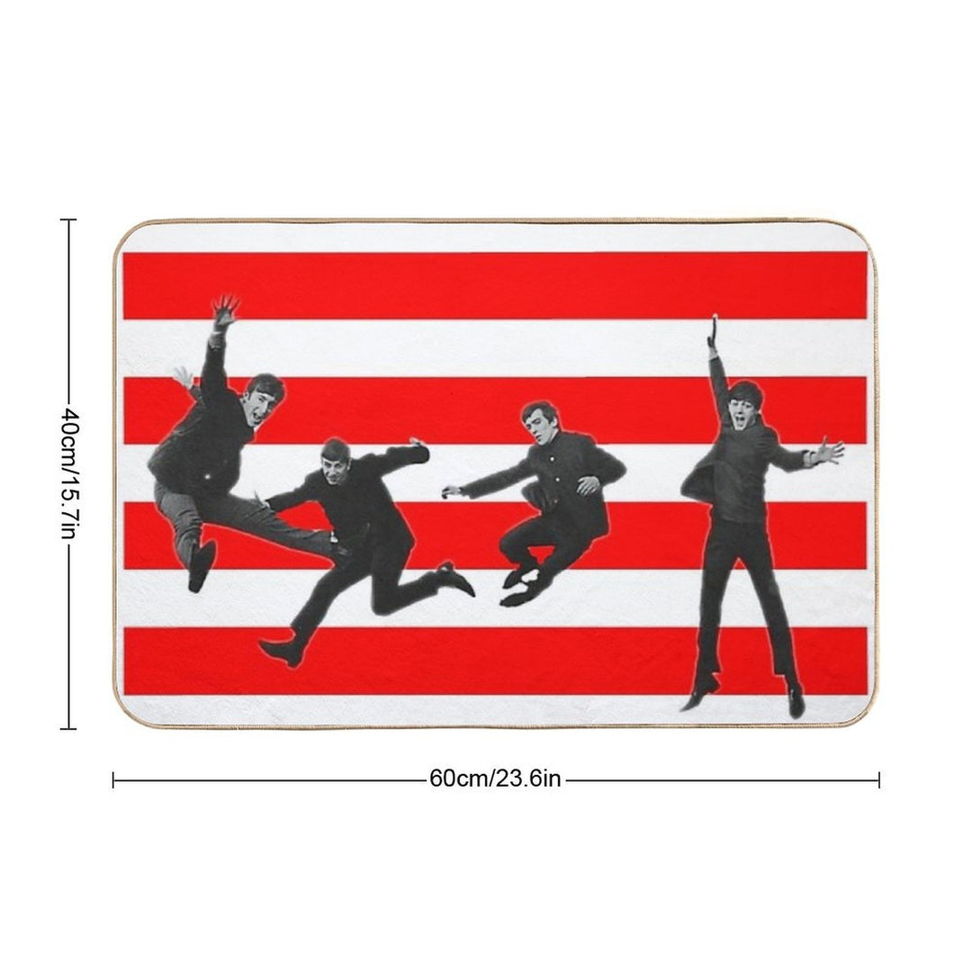 Stripey Beatles on Red  Easy To Clean Bath Mat