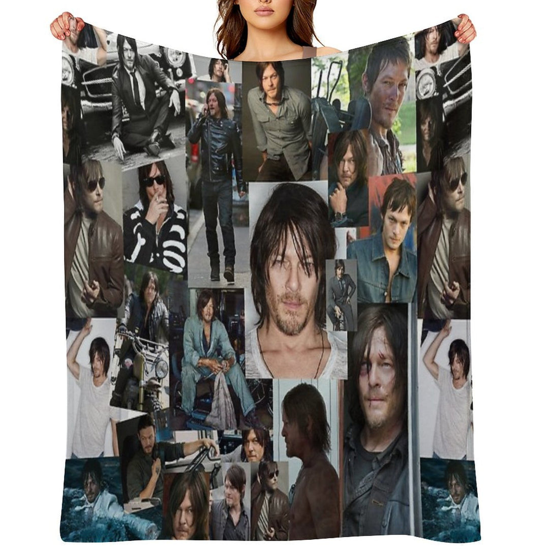 Norman Reedus Fan Made Assorted Random Photo Collage Multi-functional Throw Blanket
