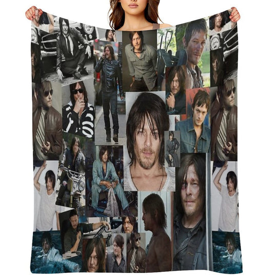 Norman Reedus Fan Made Assorted Random Photo Collage Multi-functional Throw Blanket