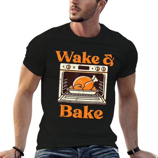 Thanksgiving Wake And Bake Funny Turkey Day Dad Men Women  Summer-ready Fabric T-Shirt