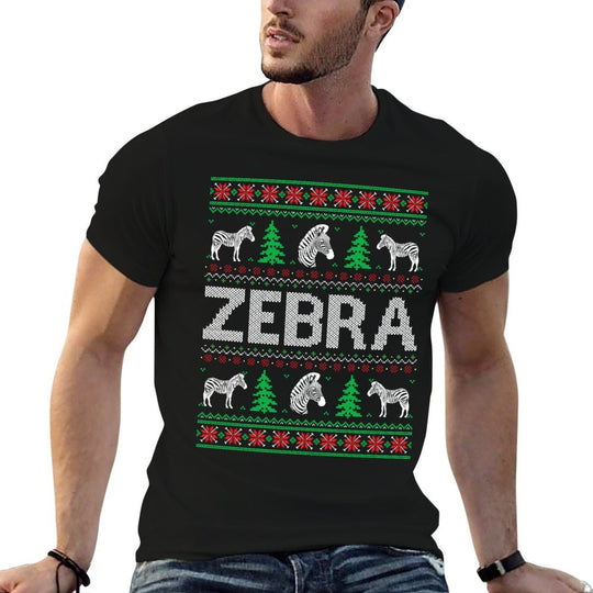 Ugly Christmas Sweaters Matching Design Zebra Holiday  Affordable Price T-Shirt