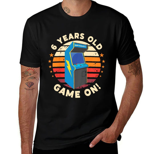 6 Year Old Birthday Wear Retro Arcade Game On Arcade Theme  Vintage-inspired T-Shirt