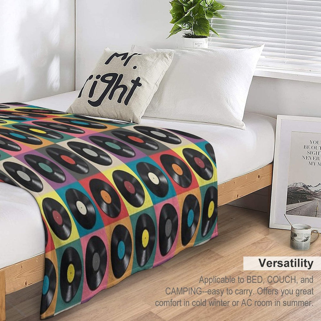 Discjockey Pattern  DJ Music Vinyl Turntables Velvety-soft Throw Blanket