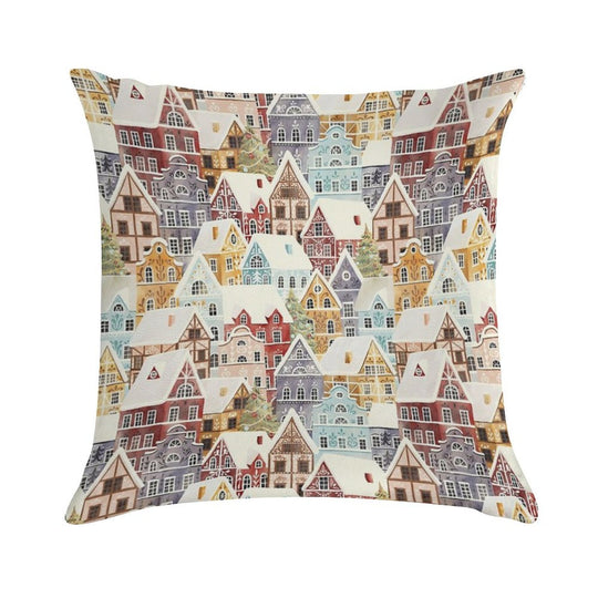 Christmas Happy Town Soft Gift Ready Throw Pillow