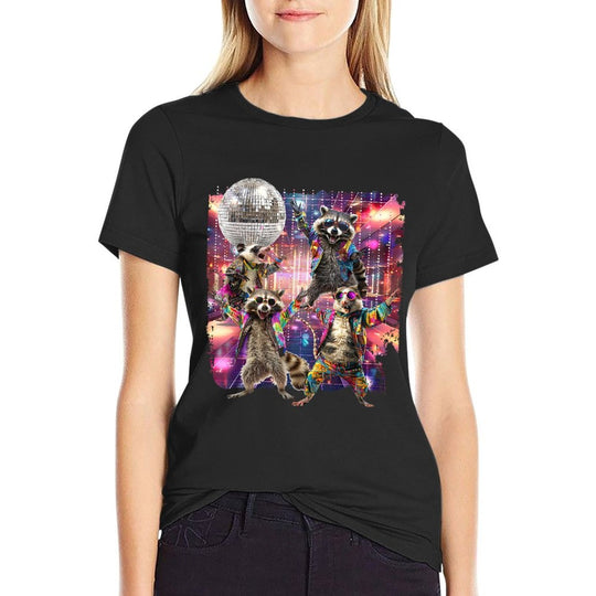 Disco Raccoon Dancing Opossum Rave Meme EDM Party  Relaxed-fit T-Shirt