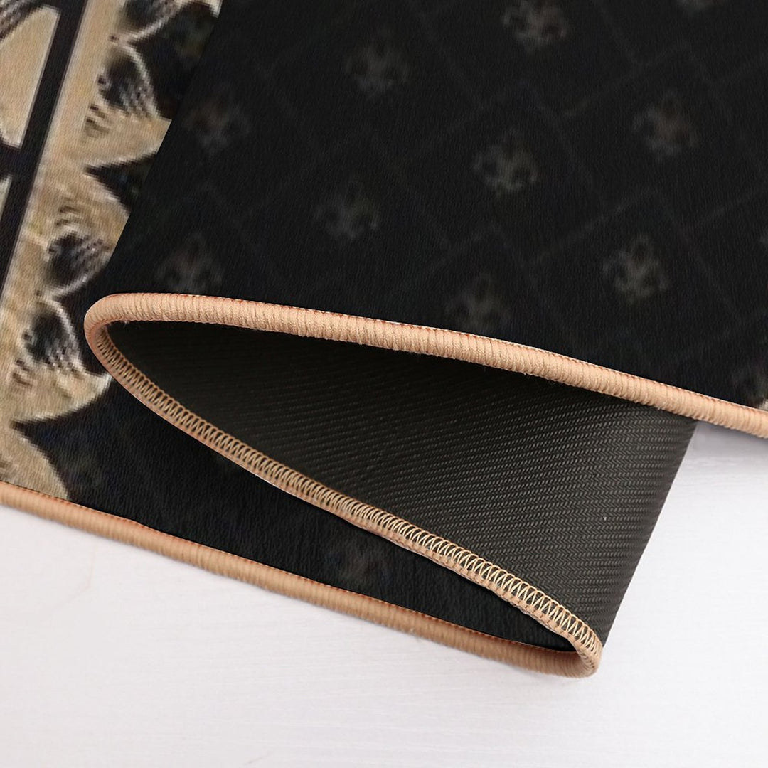 Fleur-de-lis - Black And Gold  Rapid-Drying Bath Mat