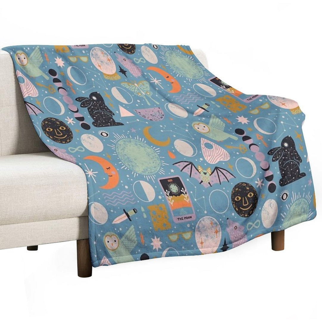 Lunar Pattern Blue Moon All-season Throw Blanket
