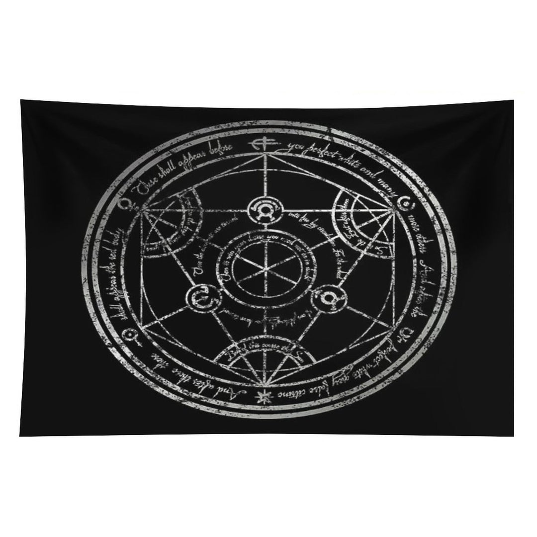 Human Transmutation Circle - Silver Grunge Tapestry