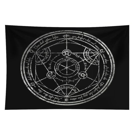Human Transmutation Circle - Silver Grunge Tapestry