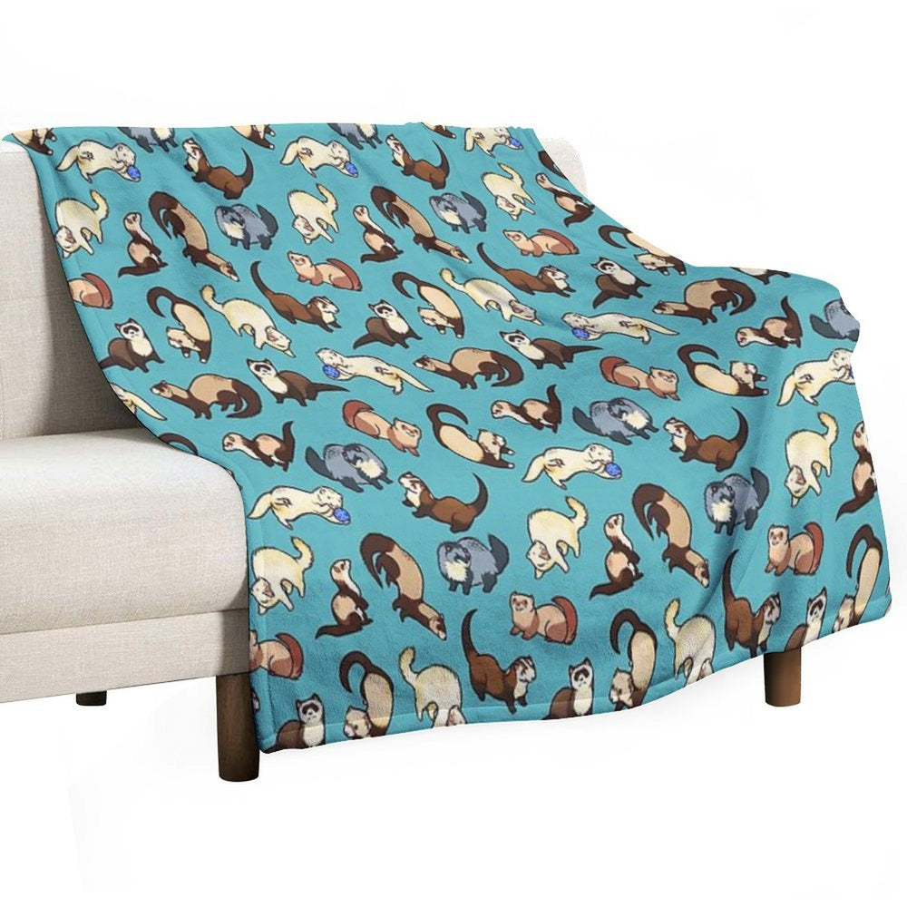 Cat Snakes in Blue Sustainable Throw Blanket