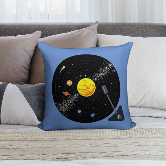 Solar System Vinyl Record Soft Anti-Pilling Throw Pillow