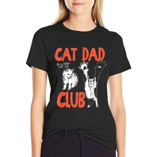 Cat Dad Club, Life Is Better with Cats, Cat Dad, Funny Cat  Polyester Blend T-Shirt
