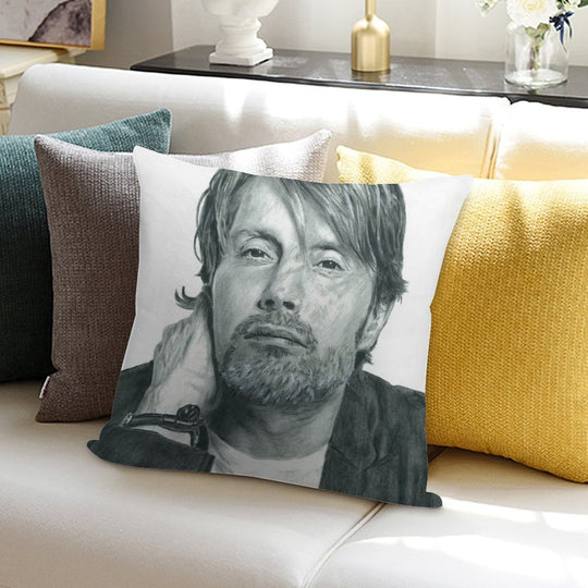 Mads Mikkelsen 2 Soft Shrink-Resistant Throw Pillow