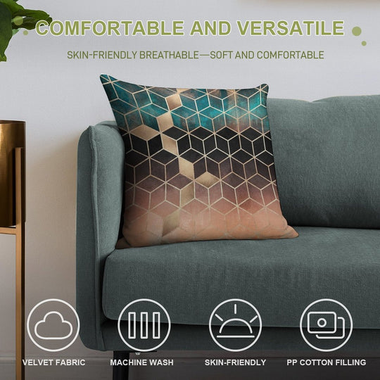 Ombre Dream Cubes Soft Warmth Comfort Throw Pillow