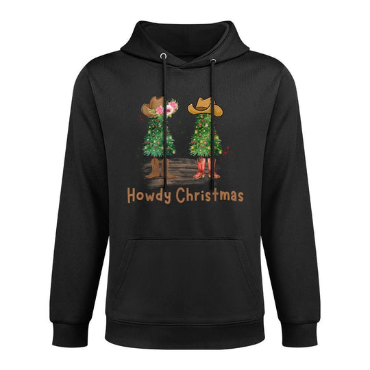 Merry Christmas Yall Gingerbread Cowboy Howdy Western Xmas Kangaroo Pocket Hoodie