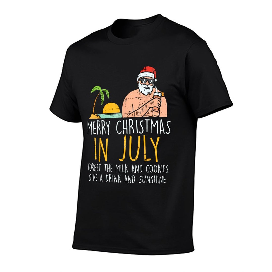 Merry Christmas In July Santa Beach Cocktail Summer Xmas for Men Women  Stretchy T-Shirt
